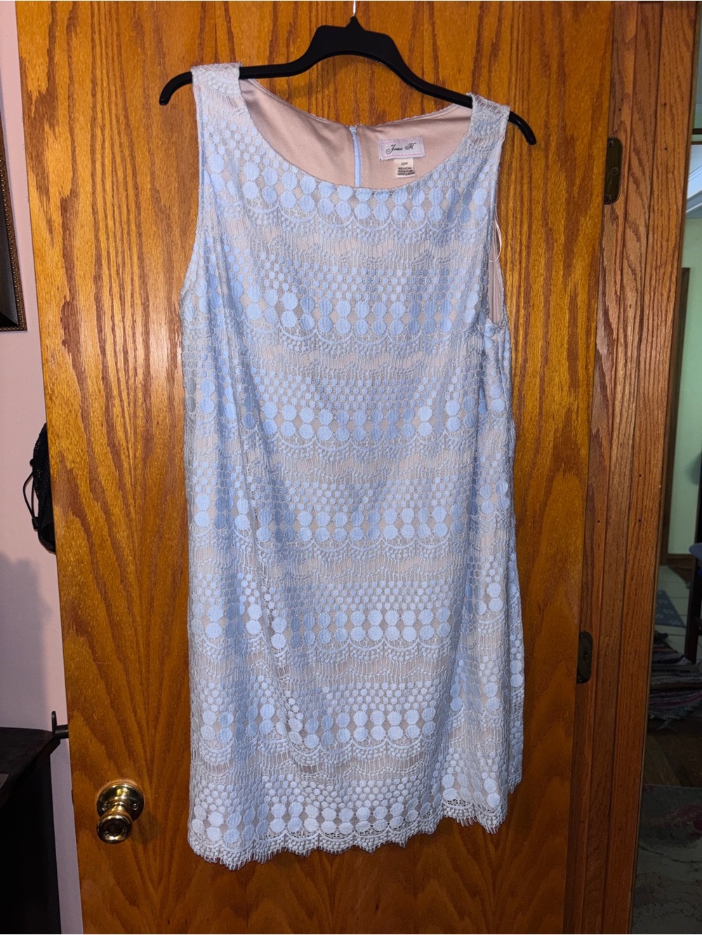 Jessica Light Blue Lace Shift Midi Dress